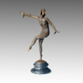 Bailarina de bronce escultura de falda chica decoración de latón estatua TPE-039